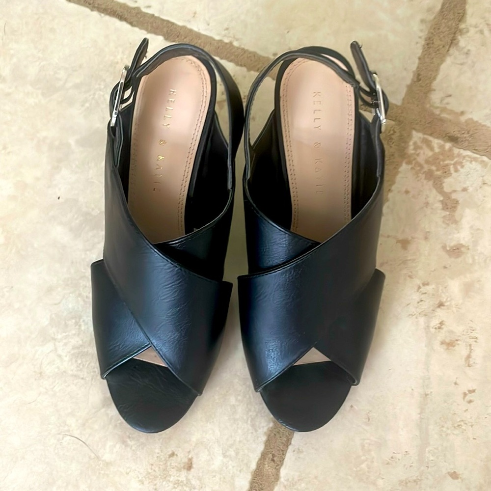 Kelly & Katie Black Peep Toe Heels